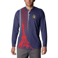 Custom Midnight Navy Football Button Sweatshirt Paris Architectural Heritage Style - Wonder Print Shop
