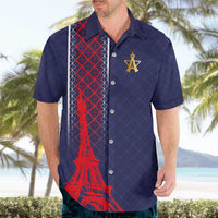 Custom Midnight Navy Football Hawaiian Shirt Paris Architectural Heritage Style - Wonder Print Shop