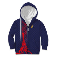 Custom Midnight Navy Football Kid Hoodie Paris Architectural Heritage Style - Wonder Print Shop