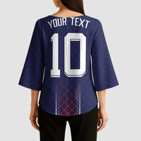 Custom Midnight Navy Football Kimono Sleeve Blouse Paris Architectural Heritage Style - Wonder Print Shop