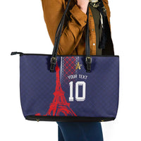 Custom Midnight Navy Football Leather Tote Bag Paris Architectural Heritage Style - Wonder Print Shop
