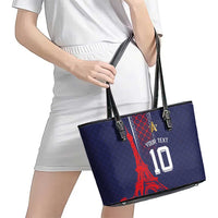 Custom Midnight Navy Football Leather Tote Bag Paris Architectural Heritage Style - Wonder Print Shop