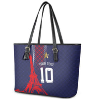 Custom Midnight Navy Football Leather Tote Bag Paris Architectural Heritage Style - Wonder Print Shop