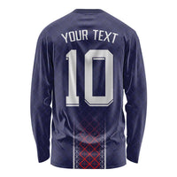 Custom Midnight Navy Football Long Sleeve Shirt Paris Architectural Heritage Style - Wonder Print Shop