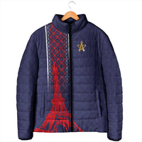 Custom Midnight Navy Football Padded Jacket Paris Architectural Heritage Style - Wonder Print Shop