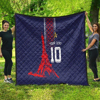 Custom Midnight Navy Football Quilt Paris Architectural Heritage Style - Wonder Print Shop