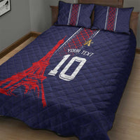 Custom Midnight Navy Football Quilt Bed Set Paris Architectural Heritage Style - Wonder Print Shop