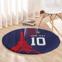 Custom Midnight Navy Football Round Carpet Paris Architectural Heritage Style - Wonder Print Shop