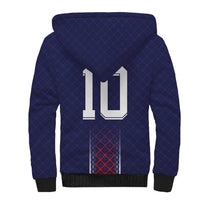 Custom Midnight Navy Football Sherpa Hoodie Paris Architectural Heritage Style - Wonder Print Shop