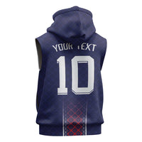 Custom Midnight Navy Football Sleeveless Zip Hoodie Paris Architectural Heritage Style - Wonder Print Shop