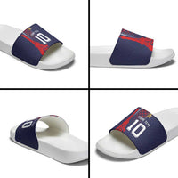 Custom Midnight Navy Football Slide Sandals Paris Architectural Heritage Style - Wonder Print Shop