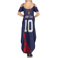Custom Midnight Navy Football Summer Maxi Dress Paris Architectural Heritage Style - Wonder Print Shop
