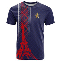 Custom Midnight Navy Football T Shirt Paris Architectural Heritage Style - Wonder Print Shop