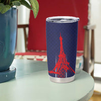 Custom Midnight Navy Football Tumbler Cup Paris Architectural Heritage Style - Wonder Print Shop