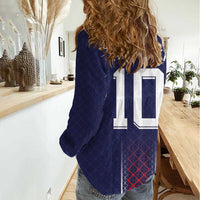 Custom Midnight Navy Football Women Casual Shirt Paris Architectural Heritage Style - Wonder Print Shop