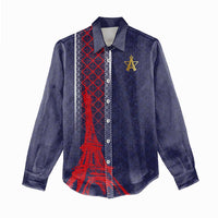 Custom Midnight Navy Football Women Casual Shirt Paris Architectural Heritage Style - Wonder Print Shop