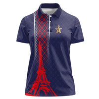 Custom Midnight Navy Football Women Polo Shirt Paris Architectural Heritage Style - Wonder Print Shop