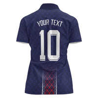 Custom Midnight Navy Football Women Polo Shirt Paris Architectural Heritage Style - Wonder Print Shop