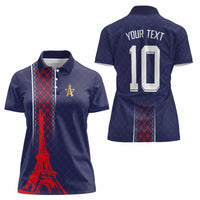 Custom Midnight Navy Football Women Polo Shirt Paris Architectural Heritage Style - Wonder Print Shop