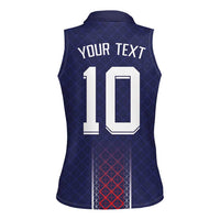 Custom Midnight Navy Football Women Sleeveless Polo Shirt Paris Architectural Heritage Style - Wonder Print Shop