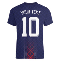 Custom Midnight Navy Football Women V-Neck T-Shirt Paris Architectural Heritage Style - Wonder Print Shop