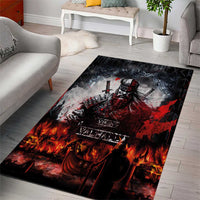 Viking Valhalla Area Rug Norseman and Burning Battlefield - Wonder Print Shop