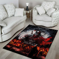 Viking Valhalla Area Rug Norseman and Burning Battlefield - Wonder Print Shop