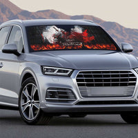 Viking Valhalla Auto Sun Shade Norseman and Burning Battlefield - Wonder Print Shop