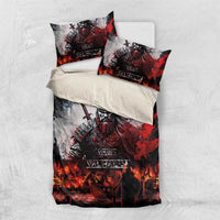 Viking Valhalla Bedding Set Norseman and Burning Battlefield - Wonder Print Shop