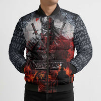 Viking Valhalla Bomber Puffer Jacket Norseman and Burning Battlefield - Wonder Print Shop
