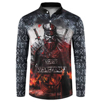 Viking Valhalla Button Sweatshirt Norseman and Burning Battlefield - Wonder Print Shop