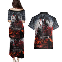 Viking Valhalla Couples Matching Puletasi and Hawaiian Shirt Norseman and Burning Battlefield - Wonder Print Shop