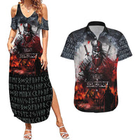 Viking Valhalla Couples Matching Summer Maxi Dress and Hawaiian Shirt Norseman and Burning Battlefield - Wonder Print Shop