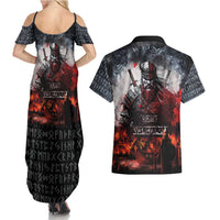 Viking Valhalla Couples Matching Summer Maxi Dress and Hawaiian Shirt Norseman and Burning Battlefield - Wonder Print Shop