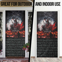 Viking Valhalla Door Cover Norseman and Burning Battlefield - Wonder Print Shop