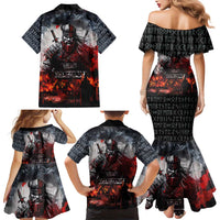 Viking Valhalla Family Matching Mermaid Dress and Hawaiian Shirt Norseman and Burning Battlefield - Wonder Print Shop