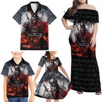 Viking Valhalla Family Matching Off Shoulder Maxi Dress and Hawaiian Shirt Norseman and Burning Battlefield - Wonder Print Shop