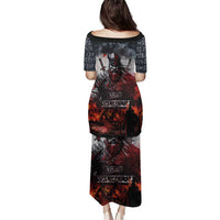 Viking Valhalla Family Matching Puletasi and Hawaiian Shirt Norseman and Burning Battlefield - Wonder Print Shop