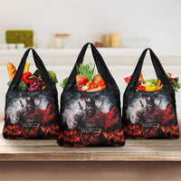 Viking Valhalla Grocery Bag Norseman and Burning Battlefield - Wonder Print Shop