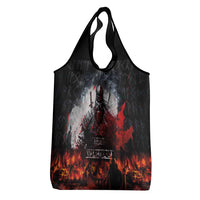 Viking Valhalla Grocery Bag Norseman and Burning Battlefield - Wonder Print Shop