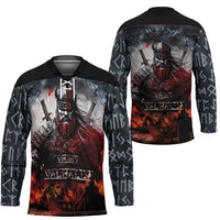 Viking Valhalla Hockey Jersey Norseman and Burning Battlefield - Wonder Print Shop