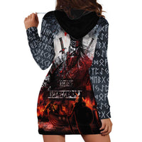 Viking Valhalla Hoodie Dress Norseman and Burning Battlefield - Wonder Print Shop