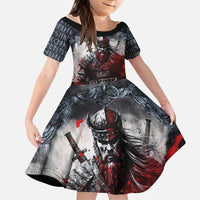 Viking Valhalla Kid Short Sleeve Dress Norseman and Burning Battlefield - Wonder Print Shop