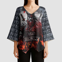 Viking Valhalla Kimono Sleeve Blouse Norseman and Burning Battlefield - Wonder Print Shop