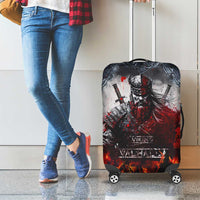 Viking Valhalla Luggage Cover Norseman and Burning Battlefield - Wonder Print Shop