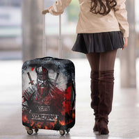 Viking Valhalla Luggage Cover Norseman and Burning Battlefield - Wonder Print Shop