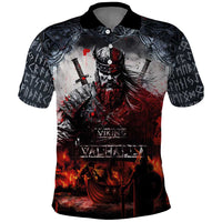 Viking Valhalla Polo Shirt Norseman and Burning Battlefield - Wonder Print Shop