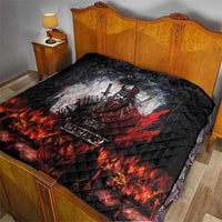 Viking Valhalla Quilt Norseman and Burning Battlefield - Wonder Print Shop