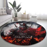 Viking Valhalla Round Carpet Norseman and Burning Battlefield - Wonder Print Shop
