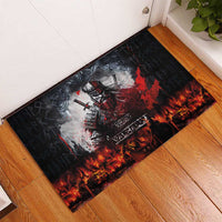 Viking Valhalla Rubber Doormat Norseman and Burning Battlefield - Wonder Print Shop